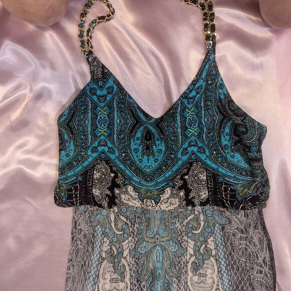 NWT Moa Moa Size Small Maxi Dress in Black and Teal - Picture 12 of 14